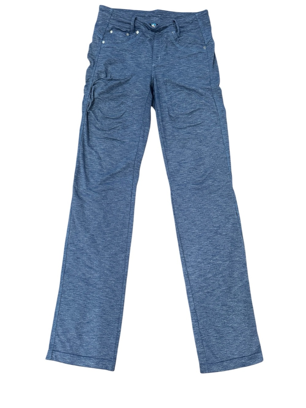 Kuhl Mova Blue Heathered Knit Straight Leg Pants Size 6R Flattering Knit